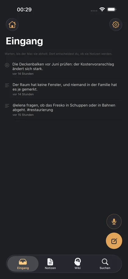Das Telefon hält fest